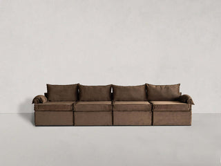 Santiago Modular Sofa, Chocolate Velvet, 4 Seater