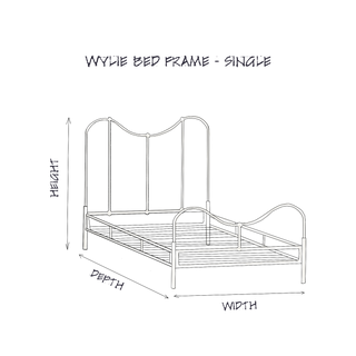 Wylie Bed Frame, Single dimensions