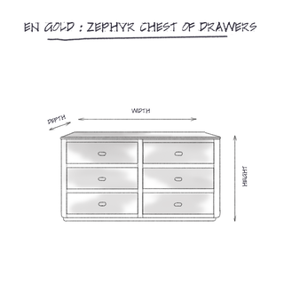 Zephyr Chest of Drawers | Honey Burl dimensions