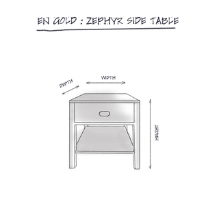 Zephyr Side Table | Cognac Burl dimensions