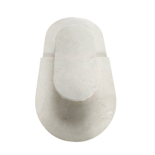 Arena Table in Spanish Beige Marble, top view of the marble slab and veining