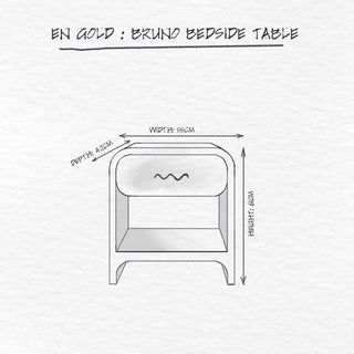 Bruno Bedside Table, Raffia dimensions