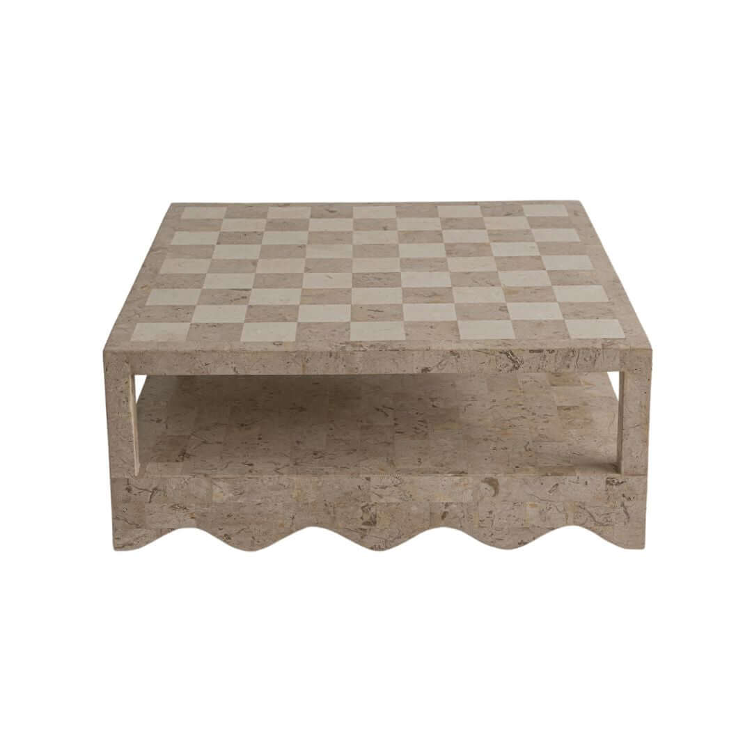 Sable Coffee Table, Cream Stone Coffee Table En Gold