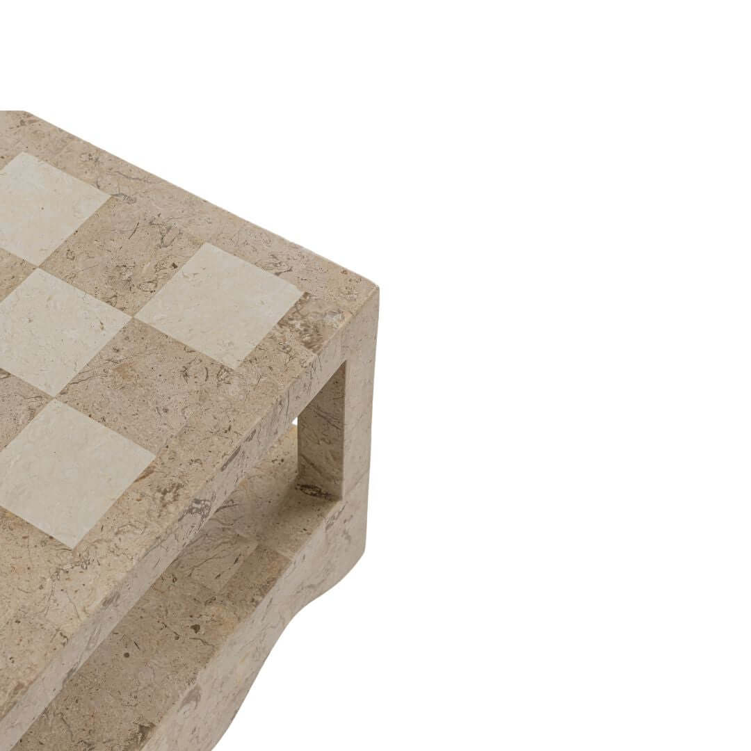 Sable Coffee Table, Cream Stone Coffee Table En Gold