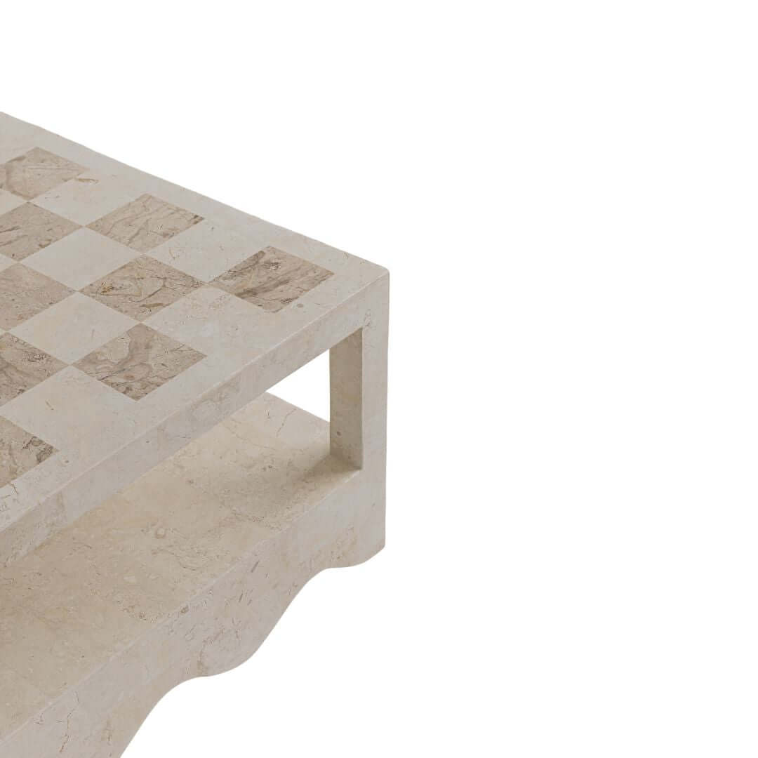 Sable Coffee Table, Natural White Stone Coffee Table En Gold