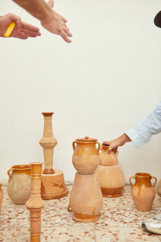 Double Handle Earthenware Vase