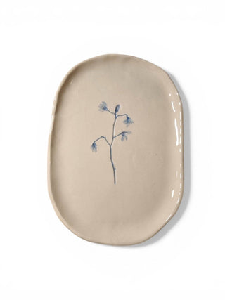 Hand-Painted Floral Tray, Blue