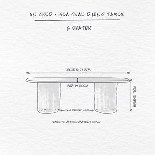 Isla Oval Dining Table dimensions