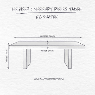 The Kennedy Dining Table dimensions