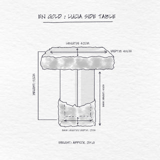 Lucia Side Table dimensions