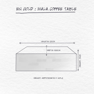 Mala Coffee Table, Fossil Stone dimensions