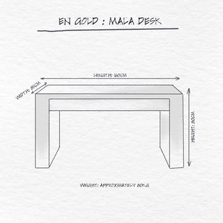 Mala Desk, Grey Stone dimensions