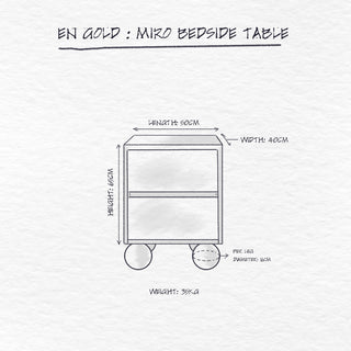Miro Bedside Table dimensions