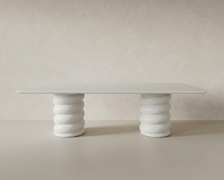 Myrrh Outdoor Dining Table in concrete, lifestyle