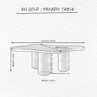 Paradis Coffee Table, Grey Stone dimensions