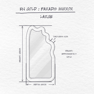 Paradis Floor Mirror, Rosé dimensions