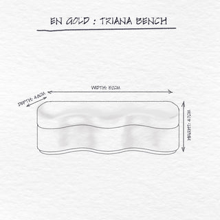 Triana Bench, Cream dimensions