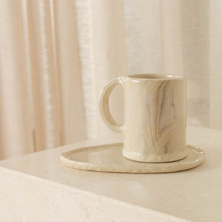 Marbled Cup and Saucer Set by Goyo Ceramics